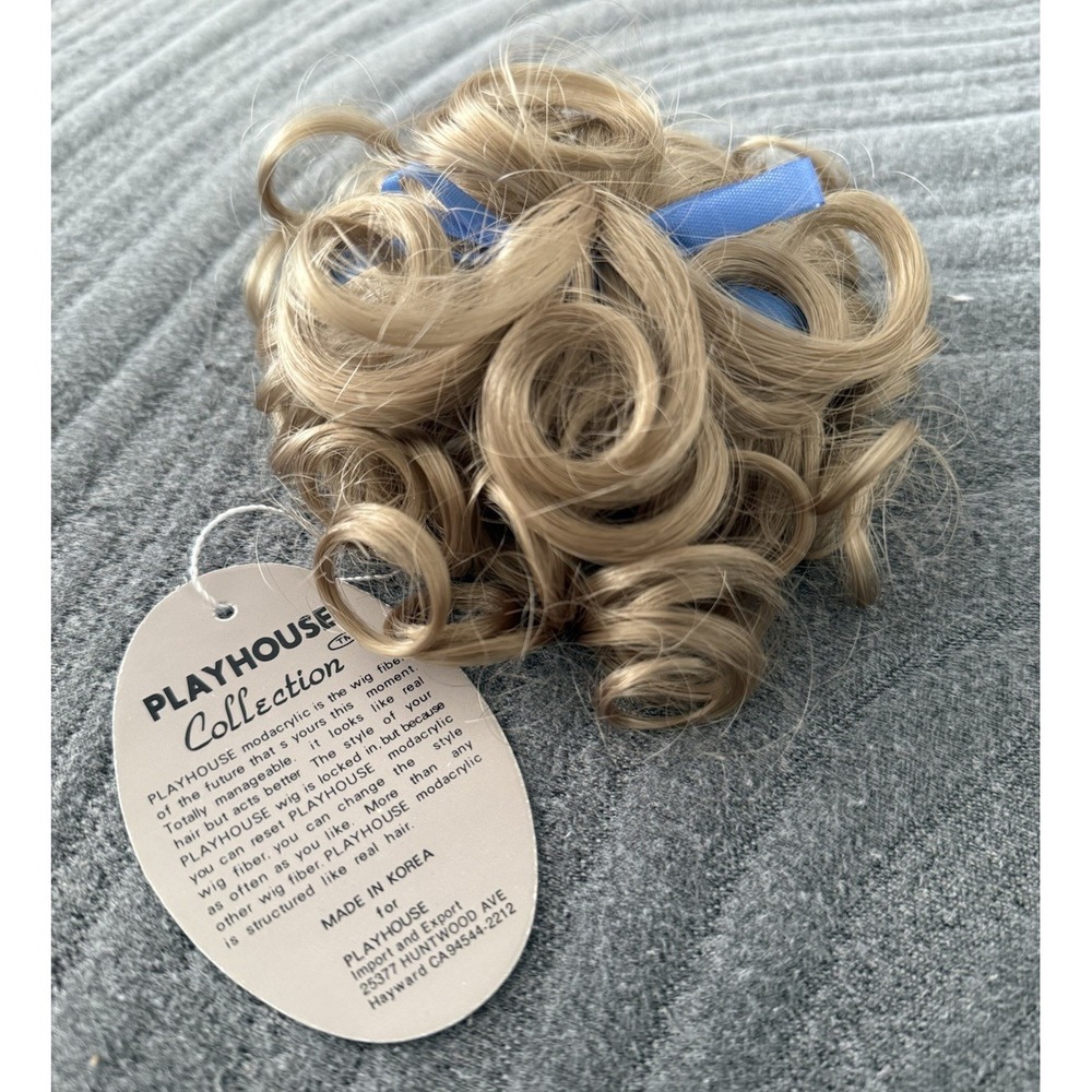 VTG Playhouse Collection Wig (for Dolls) EMILY Size 10-11 Blonde Curly With Bow